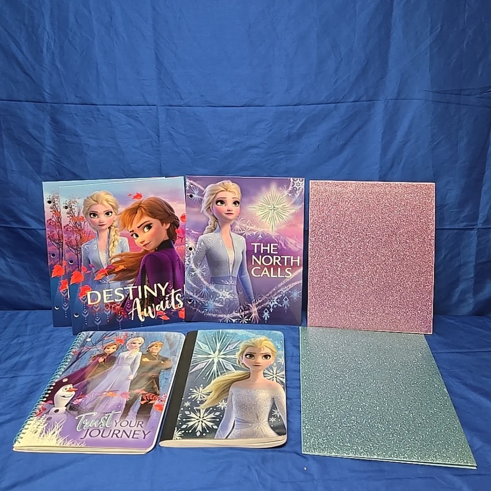 7pc Frozen Mixed Girls Stationary Lot 5 Folders 2 Notebooks